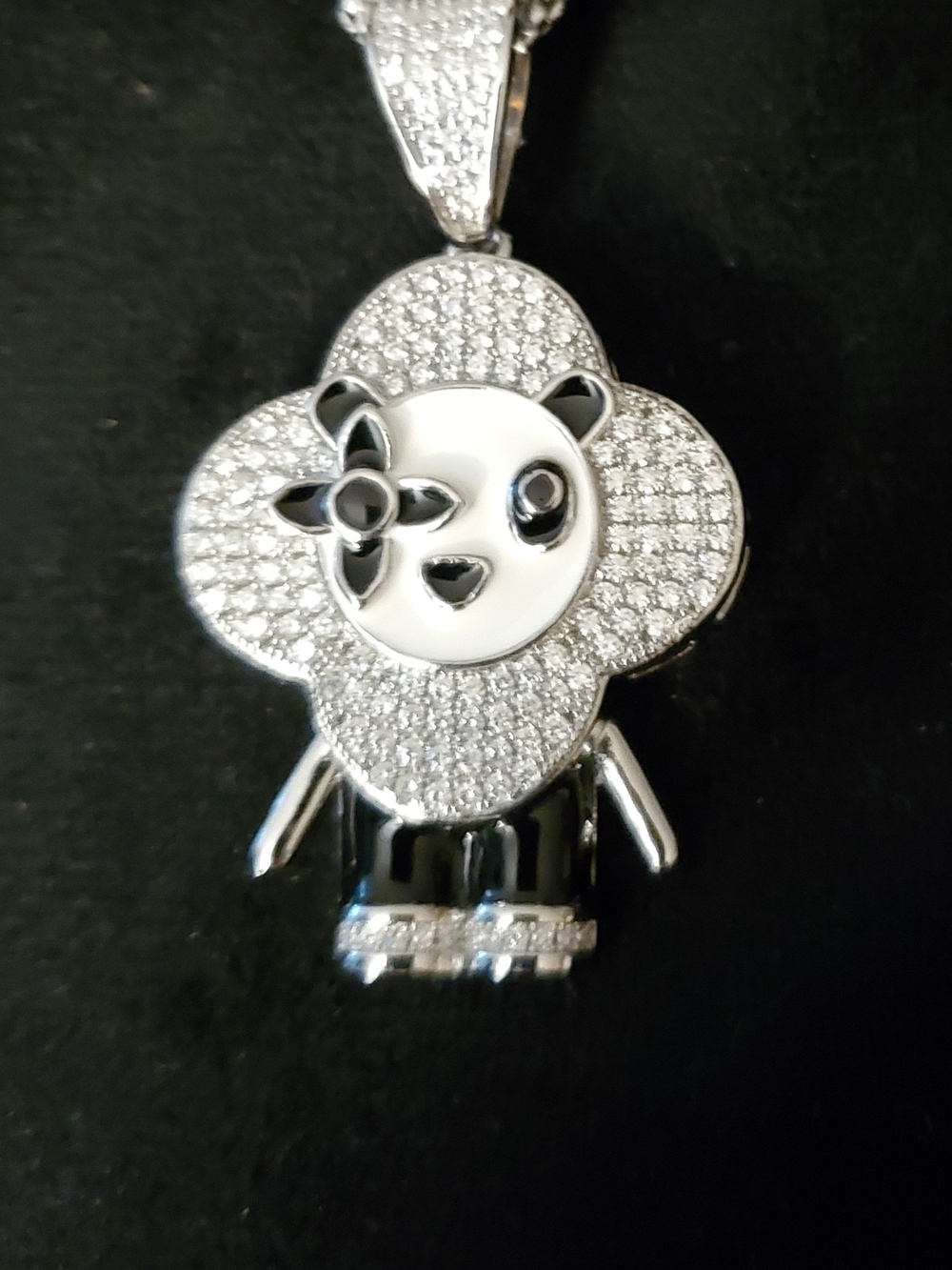 Iced Panda Mascot, Stainless Steel Pendant Necklace